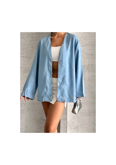 Zdnjeans Açık Mavi Salaş Tensel Kimono Ceket