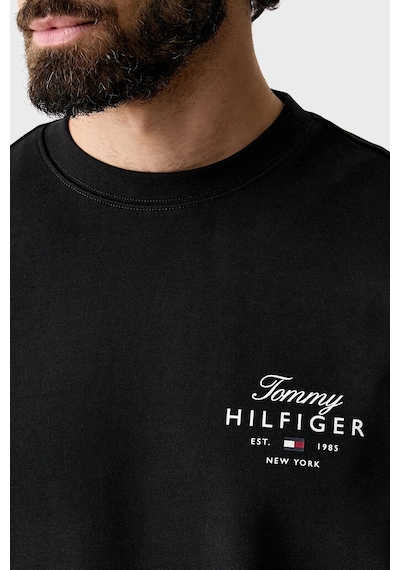 Tommy Hilfiger Logolu Pamuklu Regular Fit Bisiklet Yaka Sweat Erkek Sweat Mw0mw43218 Bds Siyah