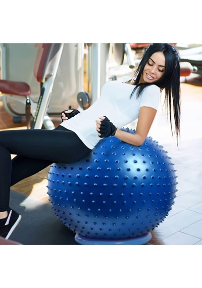 Pilates Topu 65 Cm Dikenli Yüzey Pompalı Mavi, Tek Ebat, Pltsmavia, Mavi