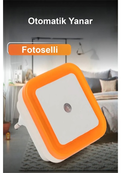Astec Fotoselli Gece Lambası 1 Watt Tak Çalıştır Sensörlü Sarı Renk Sari