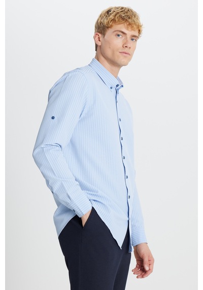 AC&Co / Altınyıldız Classics Erkek Lacı Tailored Slim Fit Dar Kesim Düğmeli Yaka Gofre Desenli Gömlek Lacı AC&Co / Altınyıldız Classics Erkek Lacı Tailored Slim Fit Dar Kesim Düğmeli Yaka Gofre Desenli Gömlek Lacı