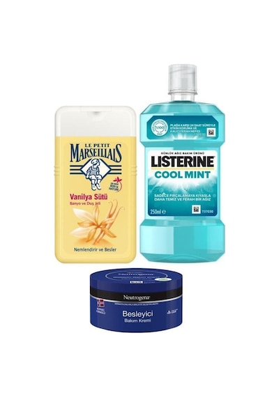 Listerine Coolmint Hafif Tat 250 ML + Lpm Vanilya Sütü Duş Jeli 250 ML + Bakım Kremi 250 ML