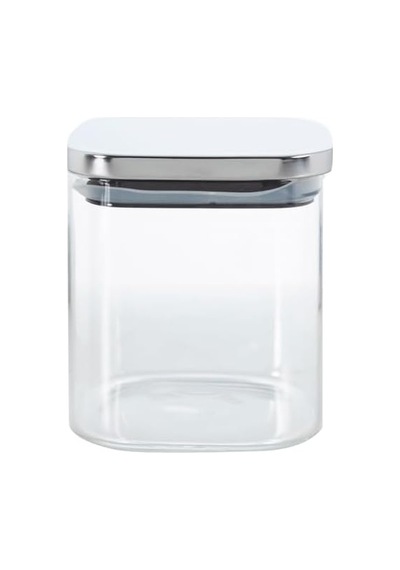 450 Ml Metal Kapaklı Borosilikat Cam Kavanoz, Silikon Contalı Kuru Gıda Saklama Kabı, Kahve Çay Baharat Kuruyemiş İçin Şeffaf Cam Erzak Kabı, 10 X 10 X 10 Cm, 1 Adet 7009