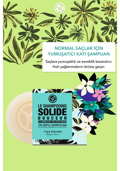 Yves Rocher Yumuşatıcı Katı Şampuan - Normal Saçlar / Douceur- Sls,sles İçermez,tuzsuz, Vegan-60 Gr 60 Ml