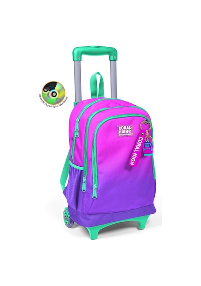 Coral High Kids Pembe Mor Renk Geçişli Üç Bölmeli Çekçekli Okul Sırt Çantası 23962