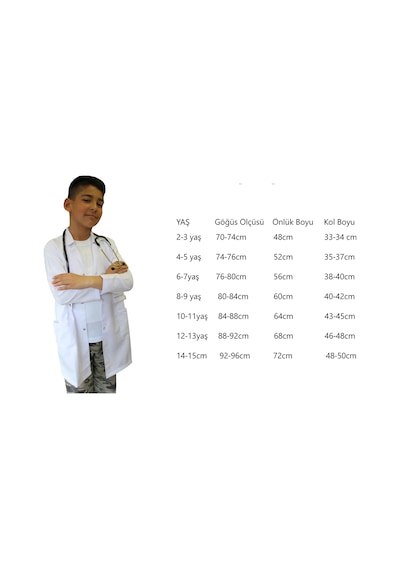 Erkek Çocuk Doktor Önlüğü 2 -15 Yaş Aralığı Beyaz Önlük