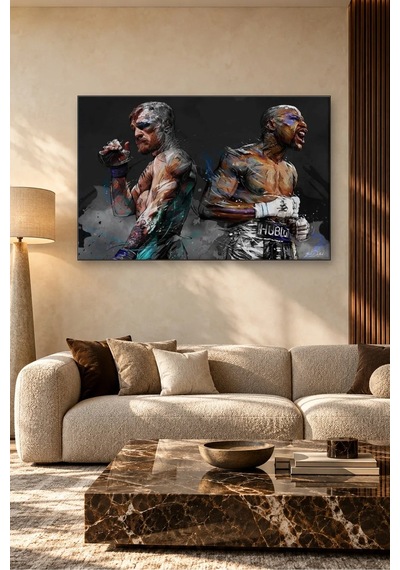 Fida Mayweather Ve Mcgregor Boks Karşılaşması Canvas Tablo Çok Renkli