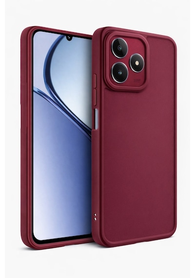 Realme C63 Uyumlu Kamera Çıkıntılı Mat Silikon Telefon Kılıfı Bordo