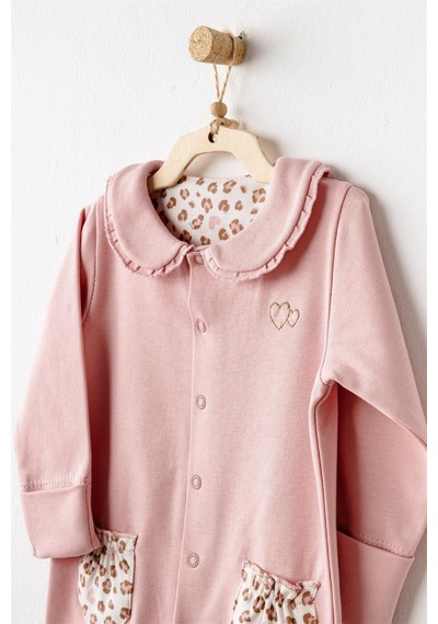 Andywawa Bebek Little Leopard Romper Tulum Pembe Ac26240 Pink