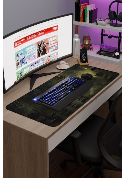 Demon's Souls Kaymaz Dikişli Kauçuk Oyuncu Mousepad V4 - 90x40 Xxl Gaming Mouse Pad Fare Altlığı