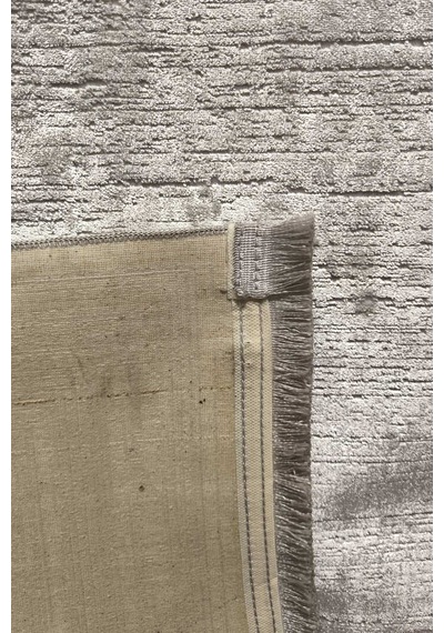 Parlak Saten Dokulu Poem Bambu Tuşe Klasik Çerçeve Desenli Halı Pm13 Bej