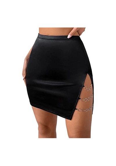 Metalli Mini Etek Siyah