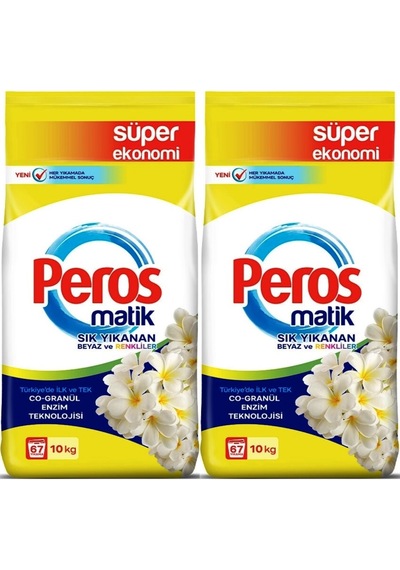 Peros Matik Toz Çamaşır Deterjanı 20kg Yasemin Çiçeği Beyaz-renkl