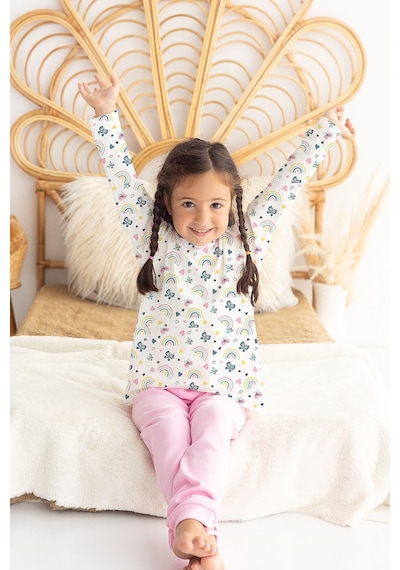 Lilabio %100 Pamuk Kelebekli Bebek Çocuk Pijama Takımı Pembe