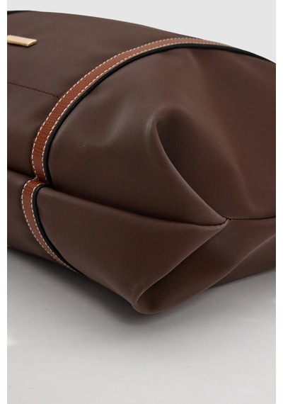 Wuclo Velie Paraşüt Kumaş Şeritli Shopper Çanta Acı Kahve-taba Acı Kahverengi - Taba