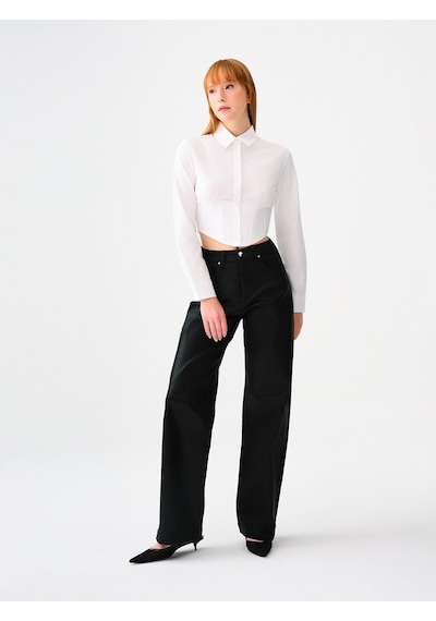 Slim Fit Kadın Gömlek U.kol Beyaz