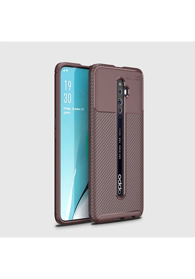 Oppo Reno 2 Kılıf Zore Negro Silikon Kapak Kahverengi