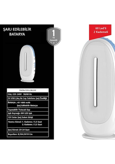 Cata Ct-9953 Aras 60 Ledli Işıldak