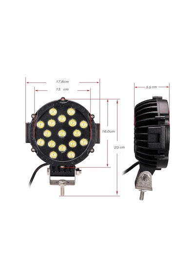 Off Road Sis Lambası Kırmızı 16 Cm Yuvarlak 17 Led 2 Adet