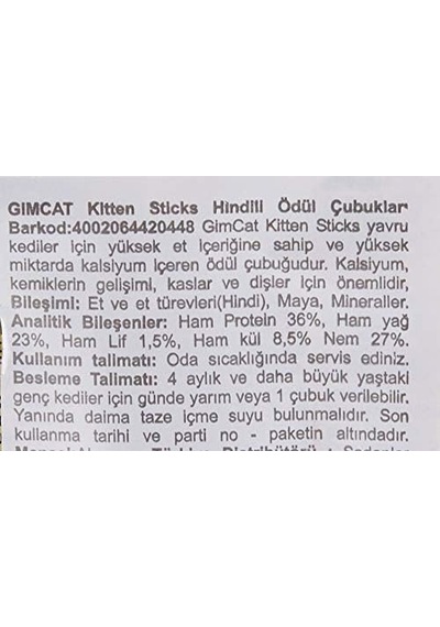 Sticks Kitten Kedi Ödül Çubukları, Hindili, Yavru Kedi, 3 Çubuk, 32 G 2li Paket