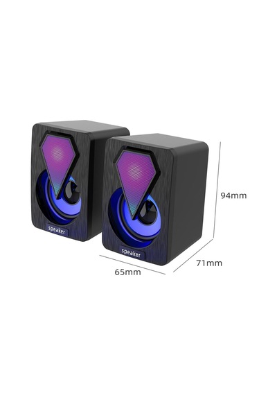 Mini Bilgisayar Hoparlörü Rgb Led Işıklı Gaming Oyuncu 3.5mm Jack Usb Speaker 1+1 Ses Sistemi