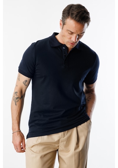 Genius Store Erkek Çekmeyen Pamuklu Kumaş Regular Fit Standart Kesim Polo Yaka Tişört Poloyaka-t-shırt1 Lacivert