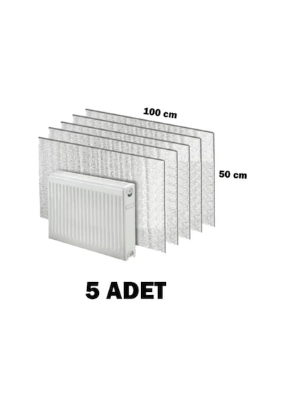 5 Adet Petek Radyatör Arkası Folyo Plaka Kalorifer Arkalığı Alüminyum Isı Yalıtım Folyosu 100x50 Cm