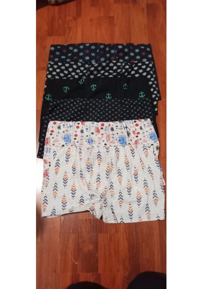 Desenli Erkek Likralı Boxer 6 Adet Karışık Desenli