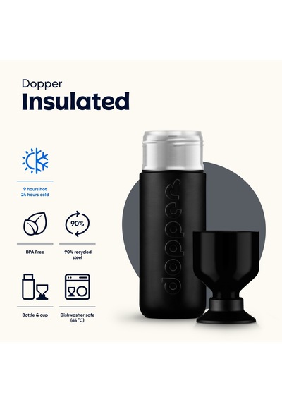 Dopper Insulated Yalıtımlı Termos Şişe 580 Ml - Gece Siyahı Siyah