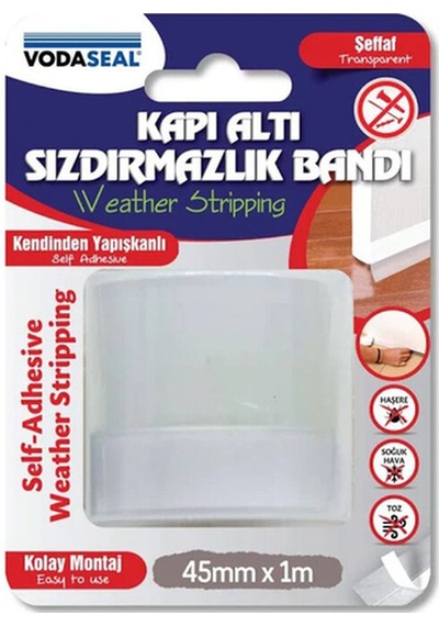 2 Adet Vodaseal Kapı Altı Sızdırmazlık Bantı Şeffaf 45mmx1 M