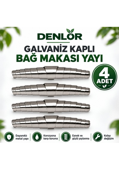 Denlör Galvaniz Kaplı Bağ Makası Yedek Yayı 4 Adet