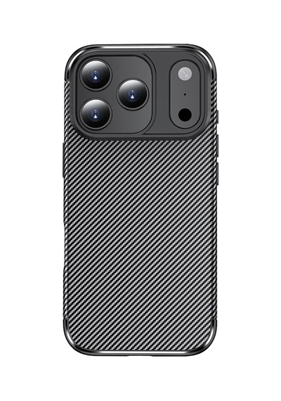 Apple Uyumlu iPhone 17 Pro Kılıf Karbon Silikon Case Kapak Siyah