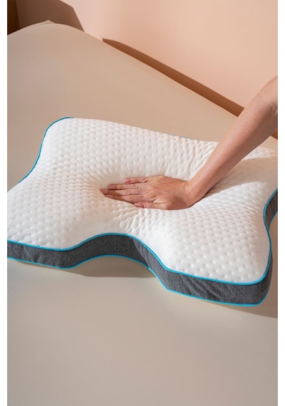 Boyun Destekli Ortopedik Visco Yastık Horlama Yastığı 55x40x12/10 Cm Beyaz
