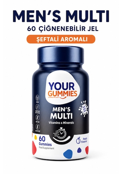 Y'our Gummie Erkek Multivitamin ve Mineral Gummies Ginseng ve Koenzim Q10 60 Gummies