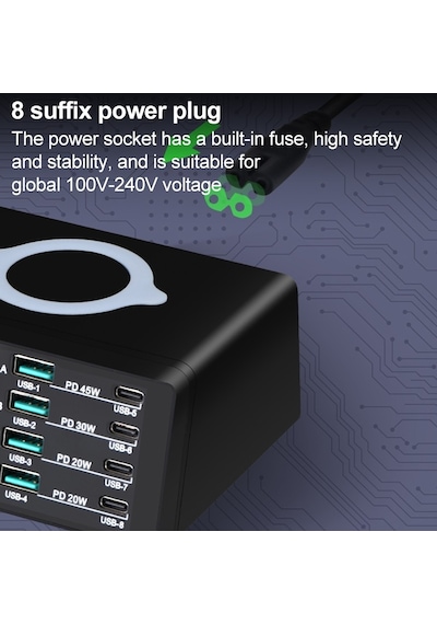 X9D 110W Çoklu Bağlantı Noktalı Akıllı Şarj Istasyonu + Kablosuz