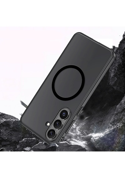 Galaxy S26 Uyumlu Kılıf M-safe Şarj Özellikli Mat Arka Yüzey Wlons Lola Kapak Siyah Siyah
