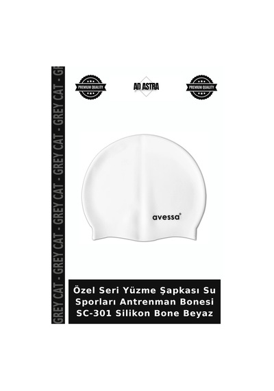 Özel Seri Yüzme Şapkası Su Sporları Antrenman Bonesi Sc-301 Silikon Bone Beyaz