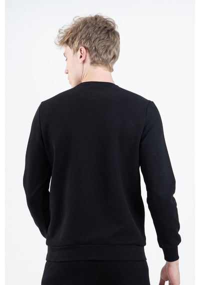 Maraton Sportswear Regular Erkek Bisiklet Yaka Takma Kol Basic Siyah Sweatshirt 21796-siyah Siyah