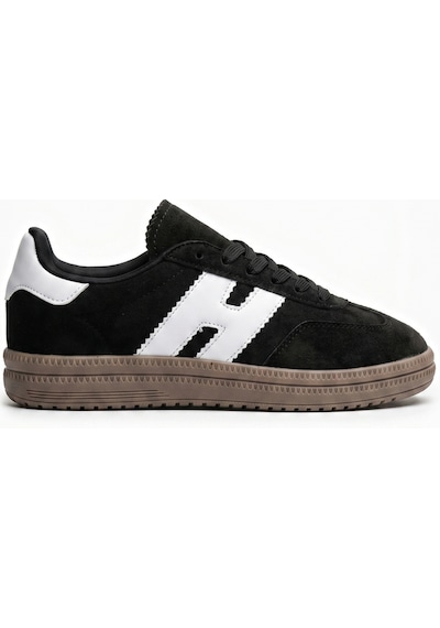 V.S.H Velvet Kadın Siyah Süet Desenli Kadın Retro Spor Ayakkabı Te03-2446