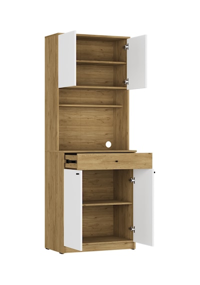 Lungo 4 Kapaklı Çok Amaçlı Kahve Köşesi - Florida Meşe/ Beyaz 72x195x45 cm
