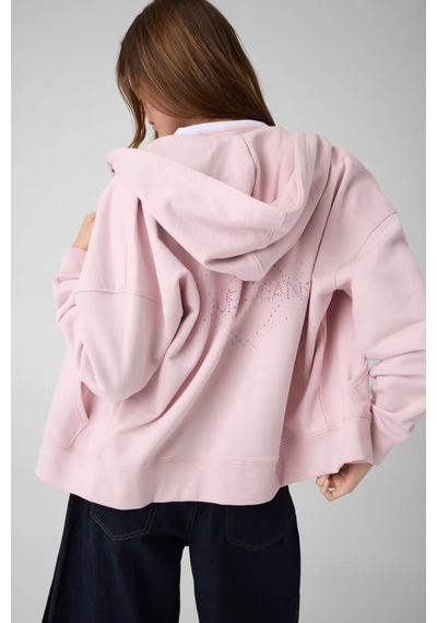 Guess Stras Taşlı Fermuarlı Pembe Kadın Sweatshirt W6yq10k3872