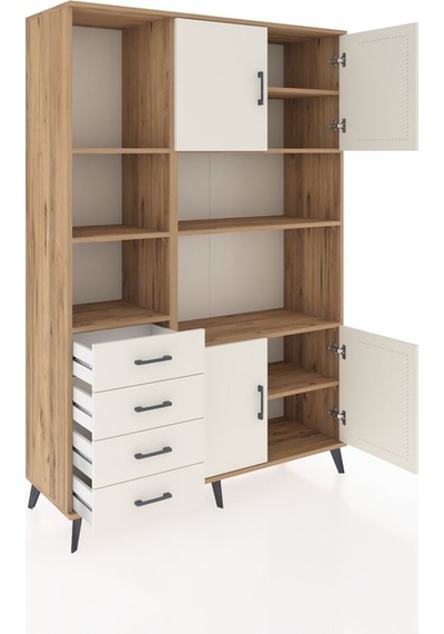 Hyperion Dolap 8 Raflı 4 Çekmeceli 4 Kapaklı 132x44x195 Çam-a... Çam Hyperion Dolap 8 Raflı 4 Çekmeceli 4 Kapaklı 132x44x195 Çam-a... Çam