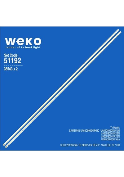 Samsung Uyumlu Ua65d8000xrxzn 65'' 2 Adet Tv Led Bar Tvnizi Açıp İçindeki Led Barla Birebir Aynısı Olduğunu Görmeden Almayınız. Sonrasında İade Almamaktayız.