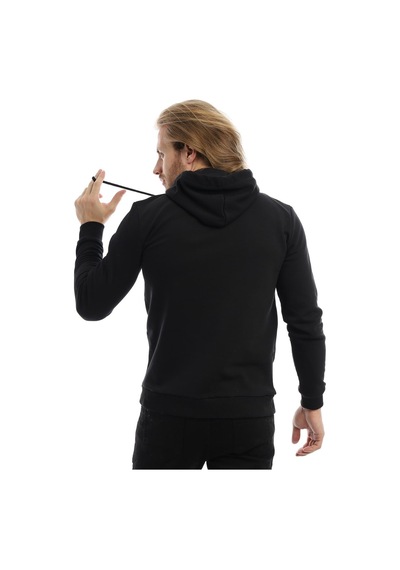 Polostate Erkek Polo State Baskılı Kapüşonlu 3 İplik Şardonlu Sweatshirt Siyah