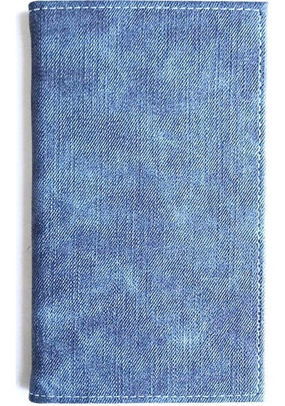 Hesap Sümeni Adisyon Kabı Kot Desen Mavi Vegan Deri 12 X 20 Cm.
