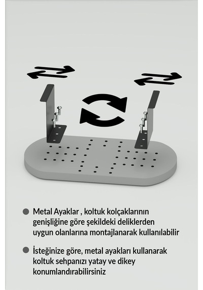 Pazarella Yan Sehpa Ayarlanabilir Tepsi Oval Dekoratif Modern Yatay Dikey Koltuk Sehpası Krem Beyaz