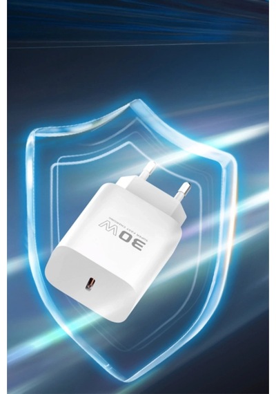 C87c 30w Type-c Çıkışlı Ekstra Dl51 1m Type-c To Type-c Kablolu Pd Şarj Cihazı - Beyaz