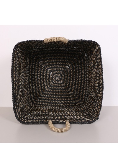 Karadeniz Muz Lif El Yapımı Yuvarlak Büyük Sepet 47x50x45 Cm Siyah
