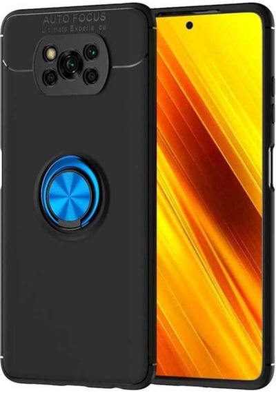Xiaomi Poco X3 Kılıf Zore Ravel Silikon Kapak Siyah-Mavi