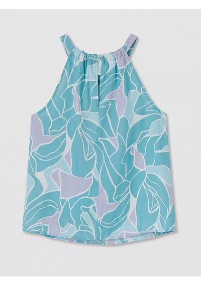 Lcw Comfort Mavi Halter Yaka Desenli Bluz